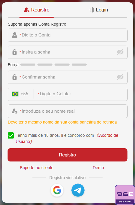 Experiência de Jogos 96e.com